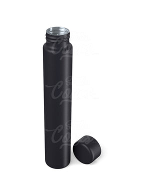 116mm Black Child Resistant Opaque Push Down and Turn Screw On Metal Pre-Roll Tubes w/ Cap 100/Box