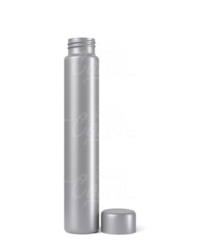 116mm Silver Child Resistant Opaque Push Down and Turn Screw On Metal Pre-Roll Tubes w/ Cap 100/Box