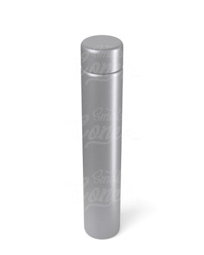 116mm Silver Child Resistant Opaque Push Down and Turn Screw On Metal Pre-Roll Tubes w/ Cap 100/Box