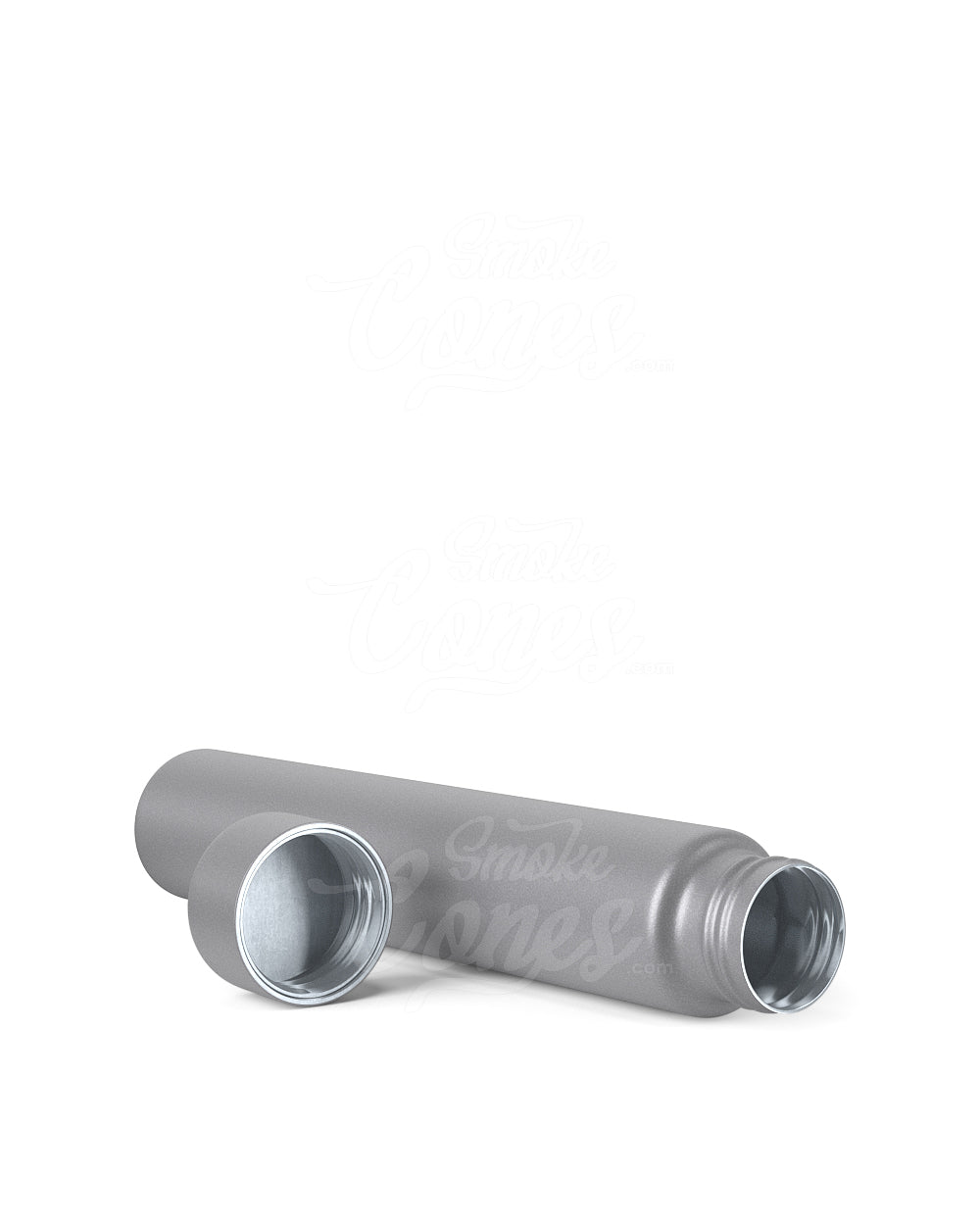 116mm Silver Child Resistant Opaque Push Down and Turn Screw On Metal Pre-Roll Tubes w/ Cap 100/Box