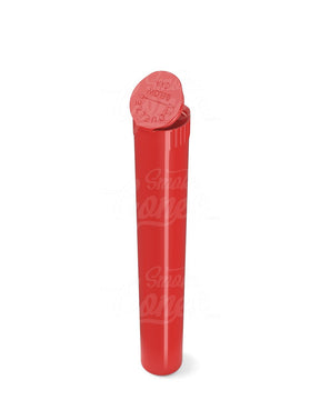 116mm Child Resistant King Size Biodegradable Pop Top Opaque Red Plastic Open Cone Pre-Roll Tubes 1000/Box - 2
