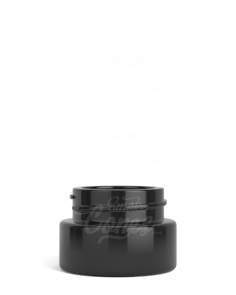 32mm Push and Turn Child Resistant Glossy Glass Concentrate Containers w/ Foam Liner Cap - Black - 320/Box