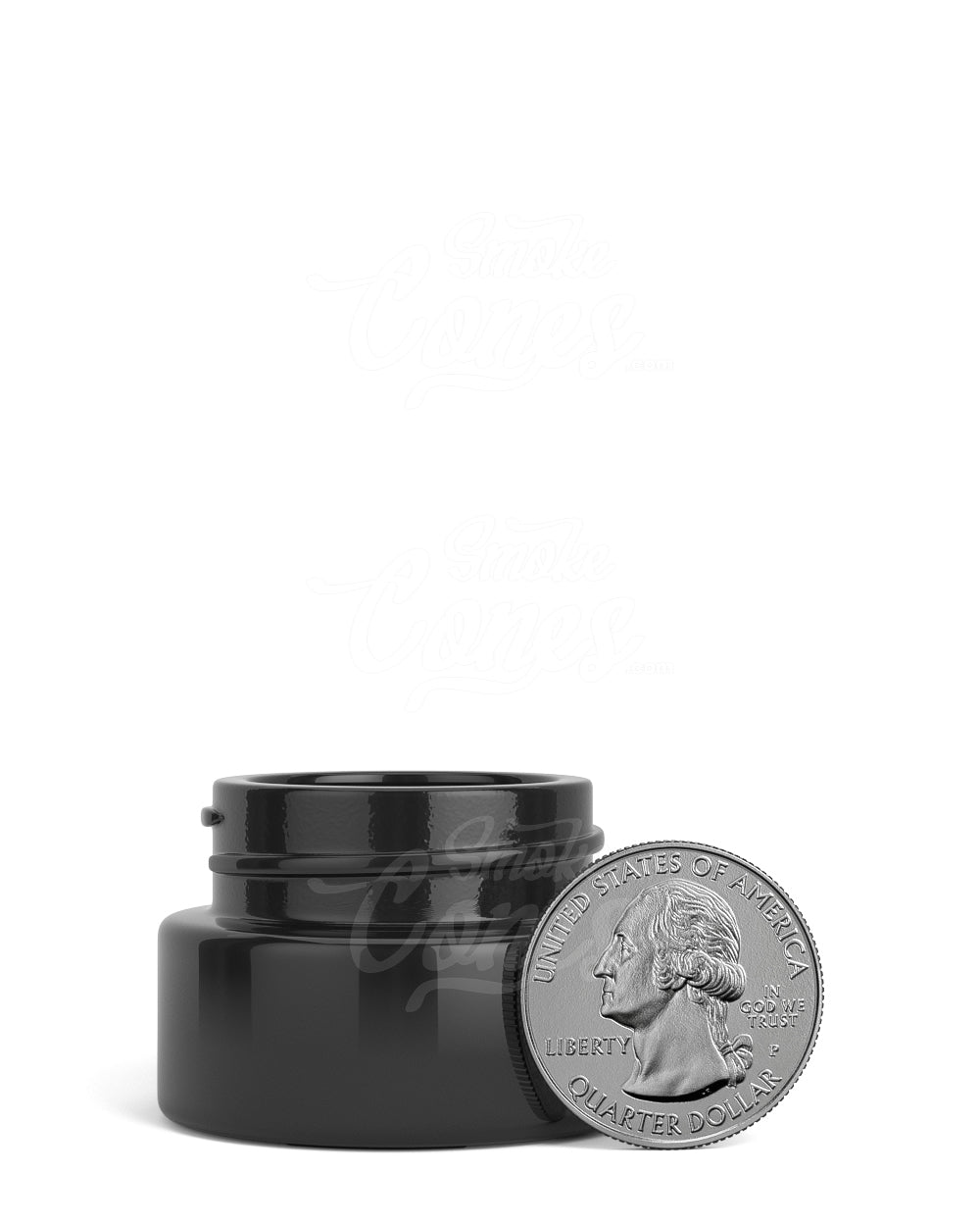 32mm Push and Turn Child Resistant Glossy Glass Concentrate Containers w/ Foam Liner Cap - Black - 320/Box