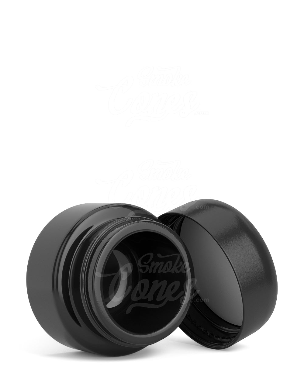 32mm Push and Turn Child Resistant Glossy Glass Concentrate Containers w/ Foam Liner Cap - Black - 320/Box