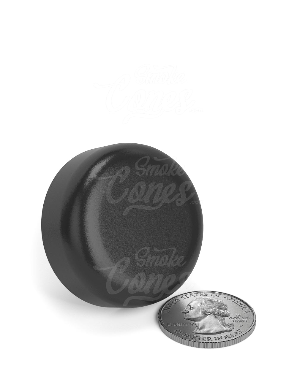 38mm Push and Turn Child Resistant Semi Glossy Plastic Concentrate Containers w/ Foam Liner Cap - Black - 320/Box