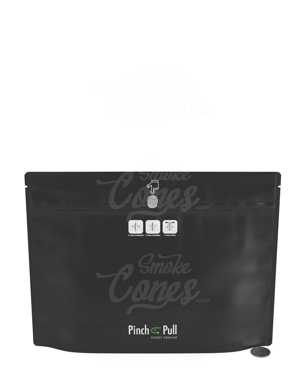 Matte-Black 12" x 9" Mylar Pinch N Pull Child Resistant & Tamper Evident Exit Bags (56 grams) 250/Box