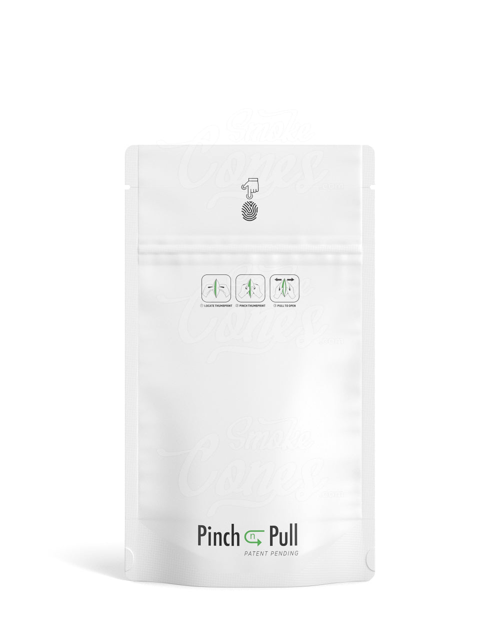 Matte-White 4" x 7" Pinch N Pull Mylar Child Resistant & Tamper Evident Bags (7 grams) 250/Box