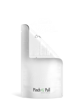 Matte-White 4" x 7" Pinch N Pull Mylar Child Resistant & Tamper Evident Bags (7 grams) 250/Box