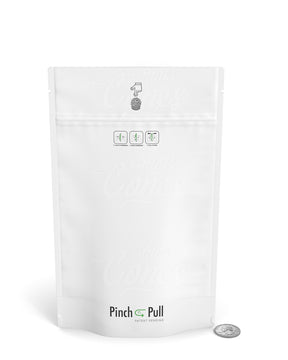 Matte-White 6" x 9.8" Mylar Pinch N Pull Child Resistant & Tamper Evident Bags (28 gram) 250/Box