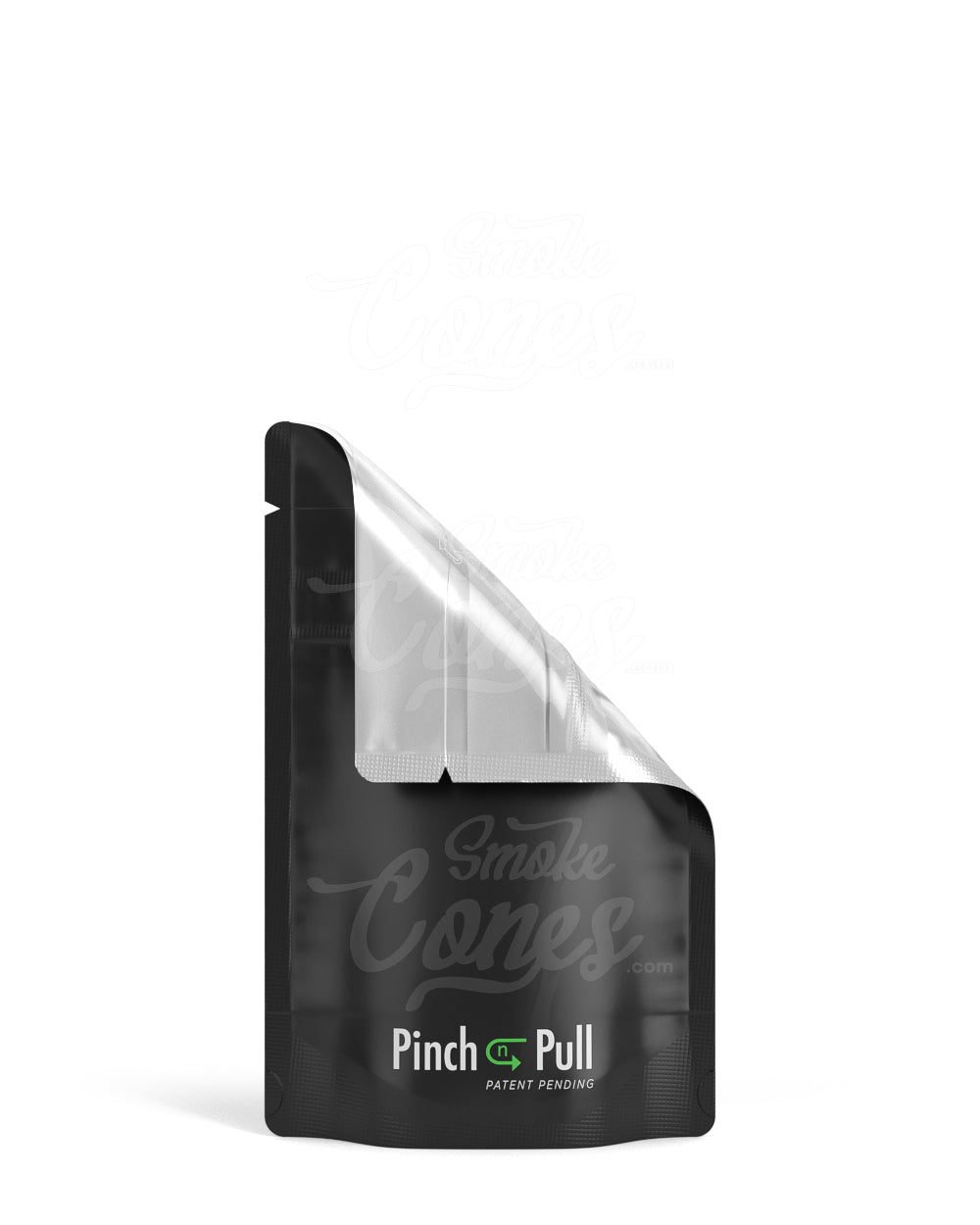 Matte-Black 3.6" x 5.8" Pinch N Pull Mylar Child Resistant & Tamper Evident Bags (3.5 grams) 250/Box