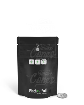 Matte-Black 3.6" x 5.8" Pinch N Pull Mylar Child Resistant & Tamper Evident Bags (3.5 grams) 250/Box