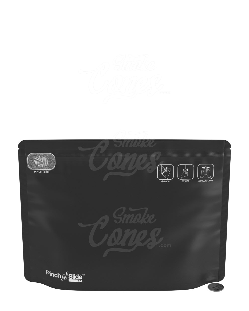 Matte-Black 12" x 9" Mylar Pinch N Slide 3.0 Child Resistant & Tamper Evident Exit Bags (56 grams) 250/Box