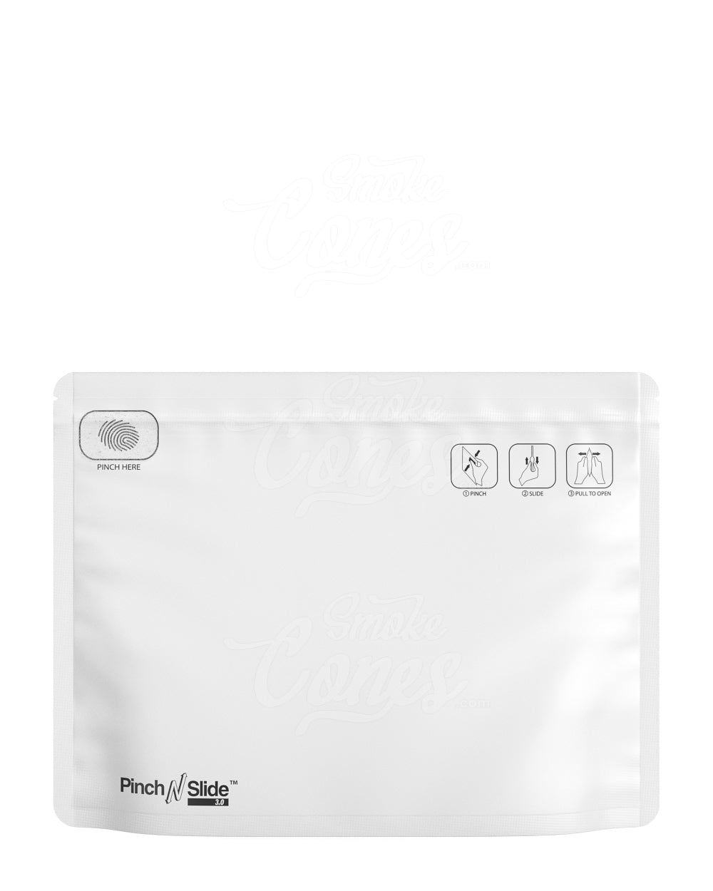 Matte-White 12" x 9" Mylar Pinch N Slide 3.0 Child Resistant & Tamper Evident Exit Bags (56 grams) 250/Box