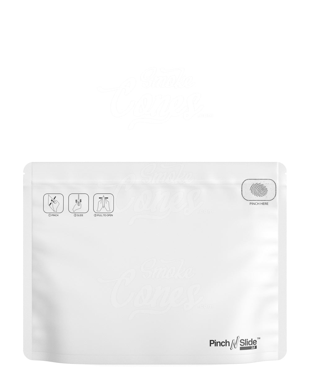 Matte-White 12" x 9" Mylar Pinch N Slide 3.0 Child Resistant & Tamper Evident Exit Bags (56 grams) 250/Box