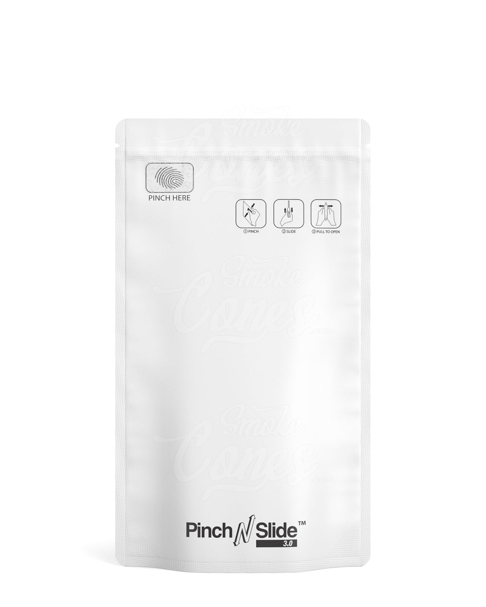 Matte-White 5" x 8.8" Mylar Pinch N Slide 3.0 Child Resistant & Tamper Evident Bags (14 grams) 250/Box