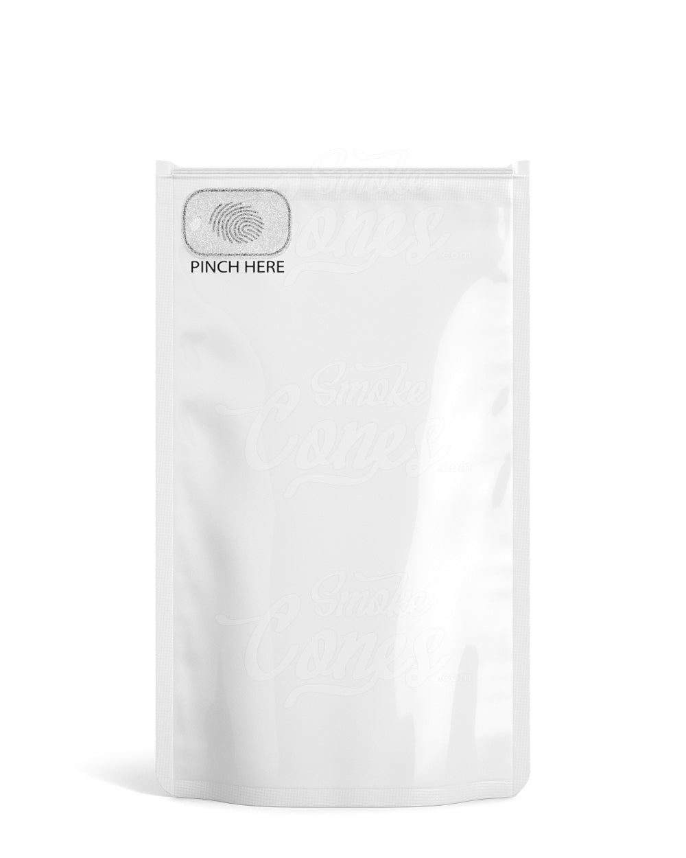 Matte-White 5" x 8.5" Mylar Pinch N Slide 3.0 Child Resistant & Tamper Evident Bags (14 grams) 250/Box