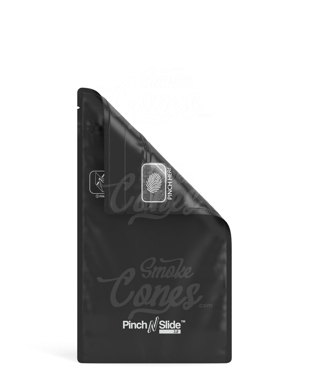 Matte - Black 4" x 7.4" Pinch N Slide 3.0 Mylar Child Resistant & Tamper Evident Bottom Loading Bags (7 grams) 250/Box - 4