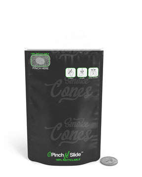 Matte - Black 4" x 6.5" Pinch N Slide Mylar Child Resistant ASTM Recyclable Bags (7 grams) 250/Box - 6