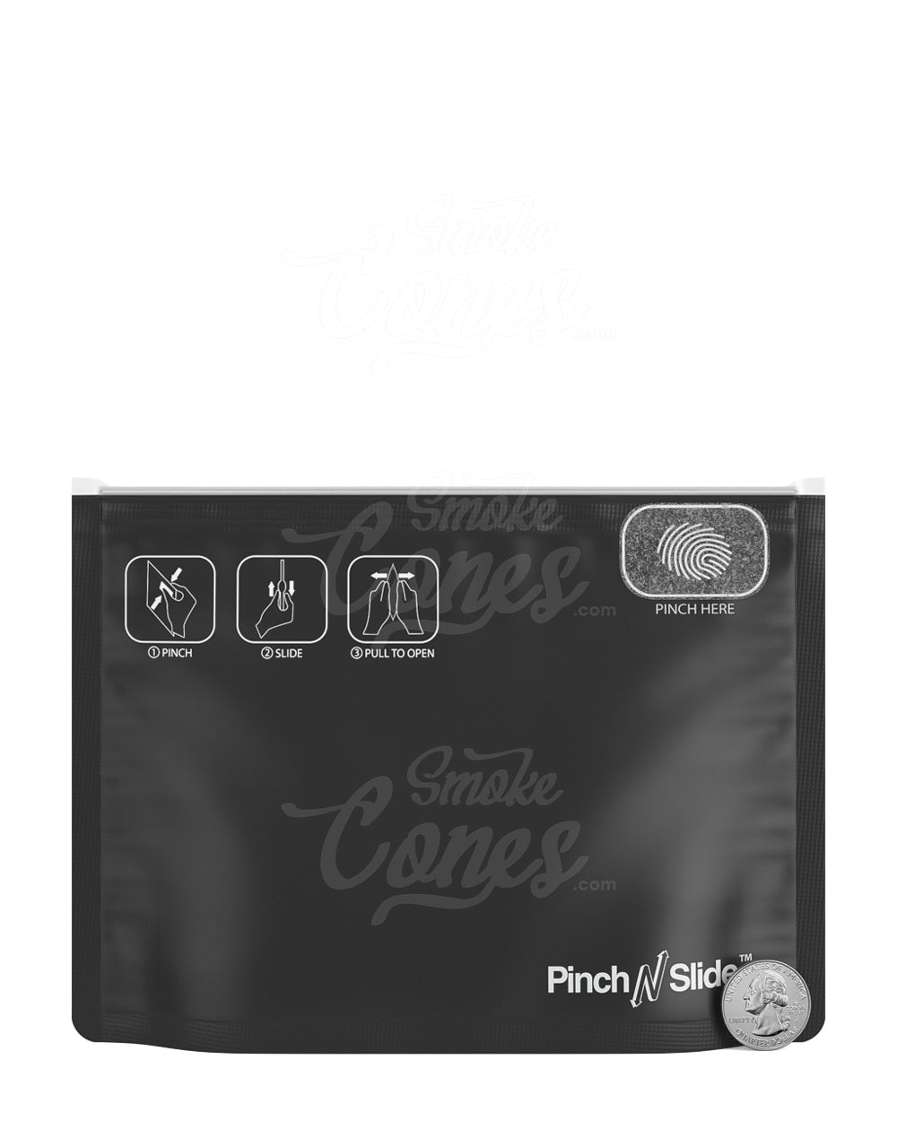 Matte-Black 8" x 6" Mylar Pinch N Slide Child Resistant Exit Bags (28 grams) 250/Box