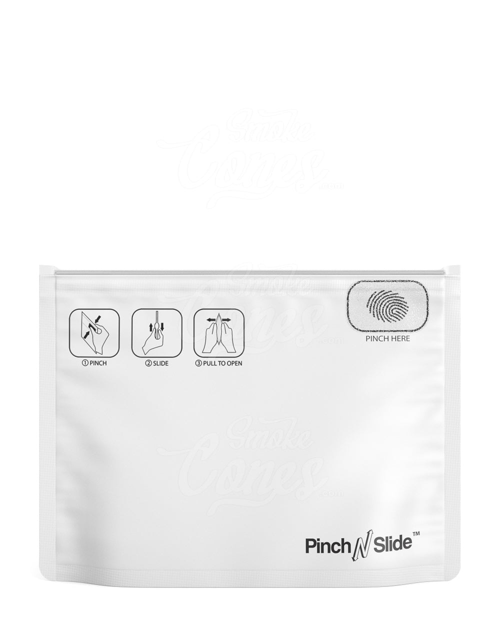 Matte-White 8" x 6" Mylar Pinch N Slide Child Resistant Exit Bags (28 grams) 250/Box