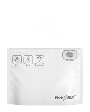 Matte-White 8" x 6" Mylar Pinch N Slide Child Resistant Exit Bags (28 grams) 250/Box