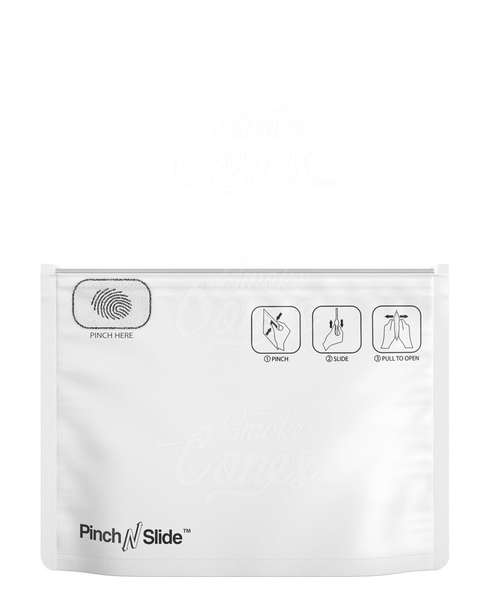 Matte-White 8" x 6" Mylar Pinch N Slide Child Resistant Exit Bags (28 grams) 250/Box