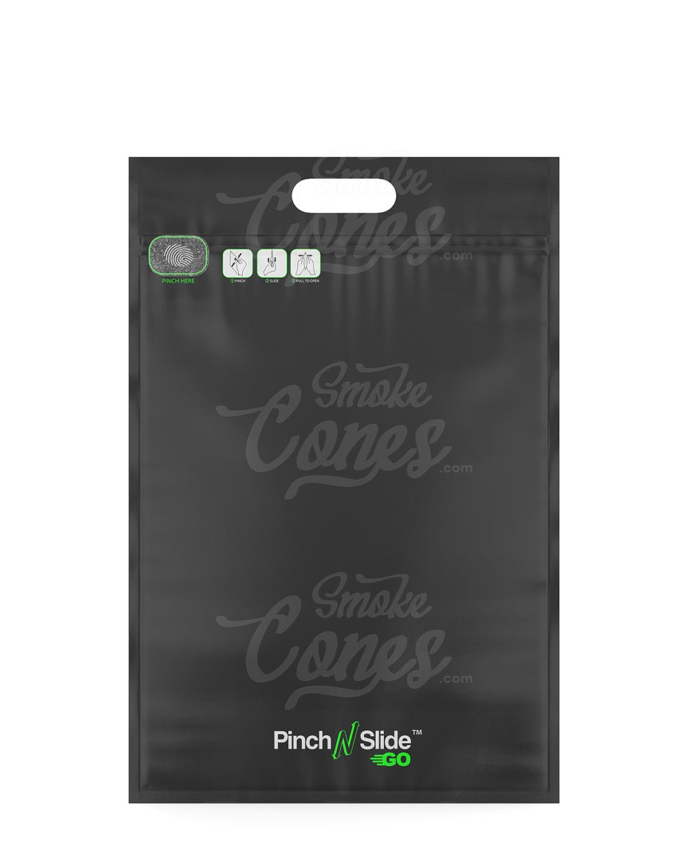 Matte - Black 12" x 18" Mylar Child Resistant Pinch N Slide Exit Bags w/ Handles (113 grams) 250/Box - 1