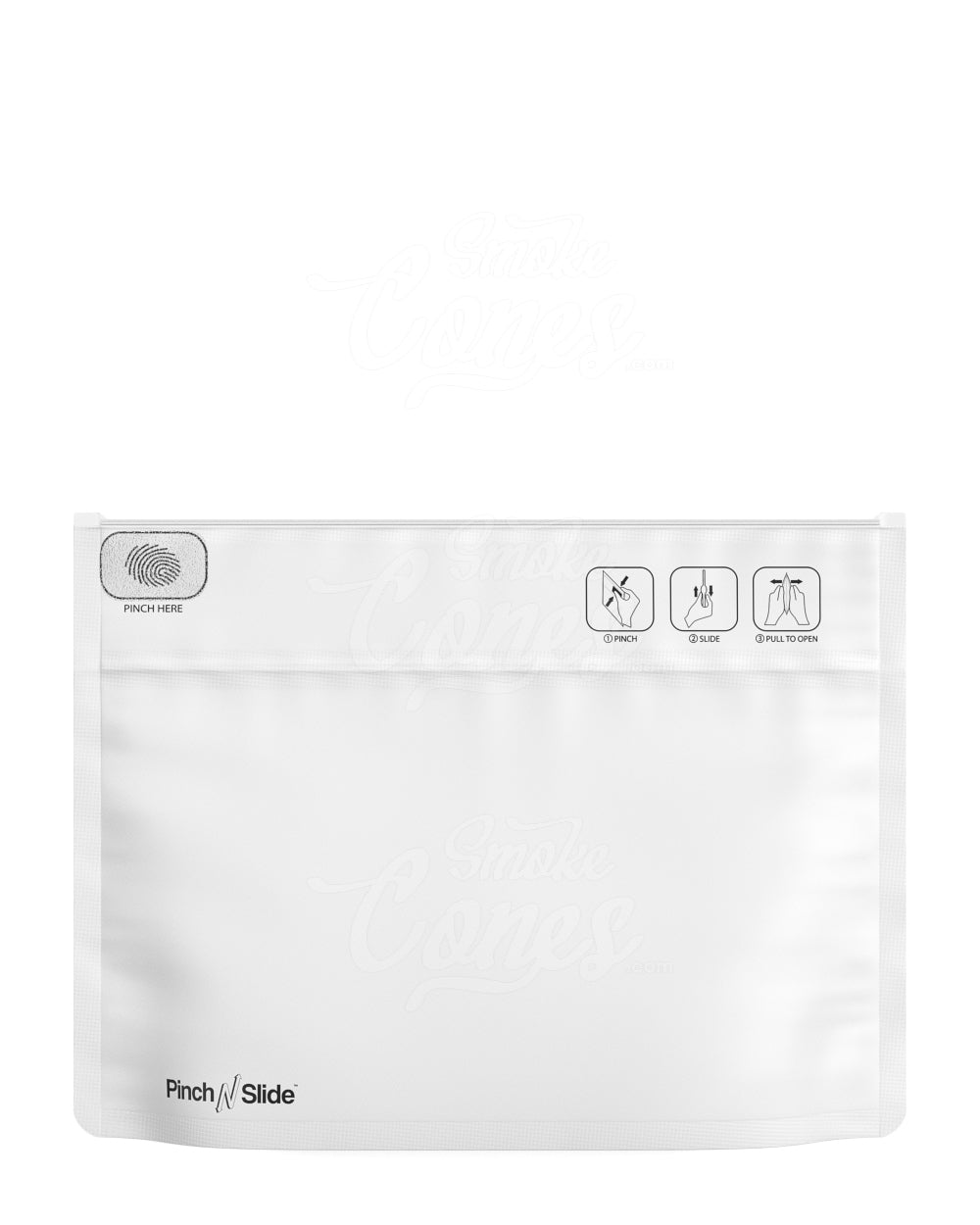 Matte-White 12" x 9" Mylar Pinch N Slide Child Resistant ASTM Exit Bags (56 grams) 250/Box