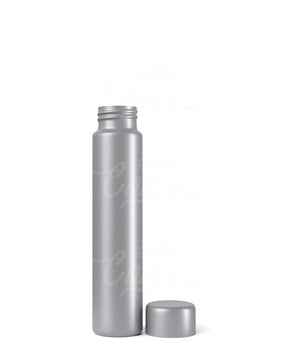 95mm Silver Child Resistant Opaque Push Down and Turn Screw On Metal Pre-Roll Tubes w/ Cap 100/Box