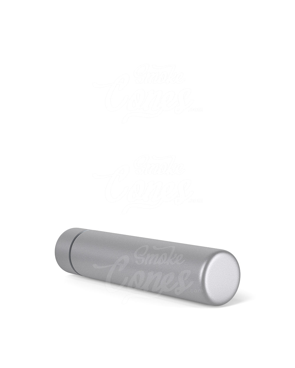 95mm Silver Child Resistant Opaque Push Down and Turn Screw On Metal Pre-Roll Tubes w/ Cap 100/Box