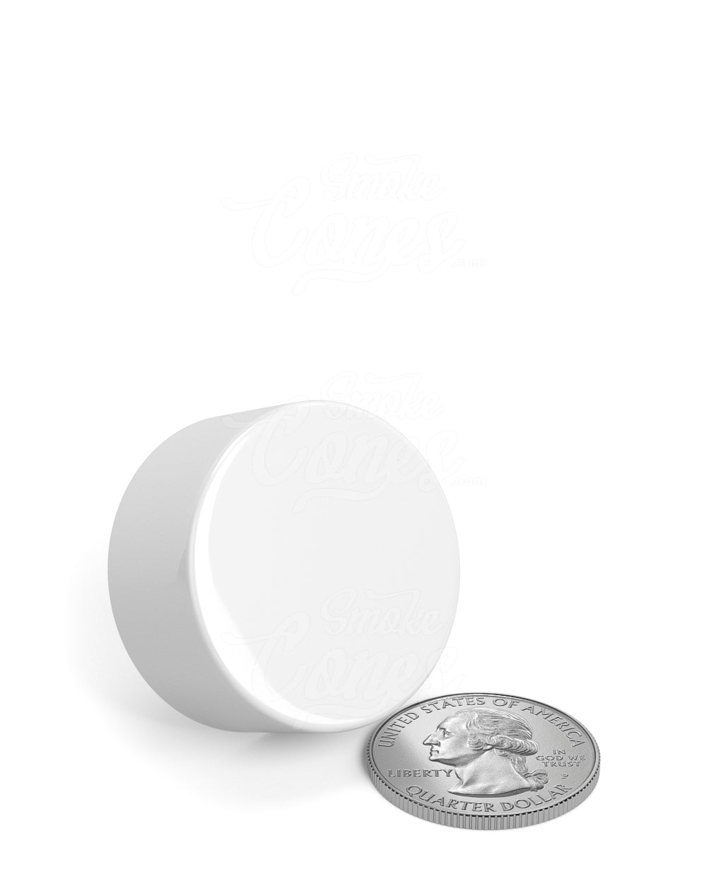 28mm Smooth Push and Turn Child Resistant Plastic Caps With Foil Liner - Glossy White - 504/Box