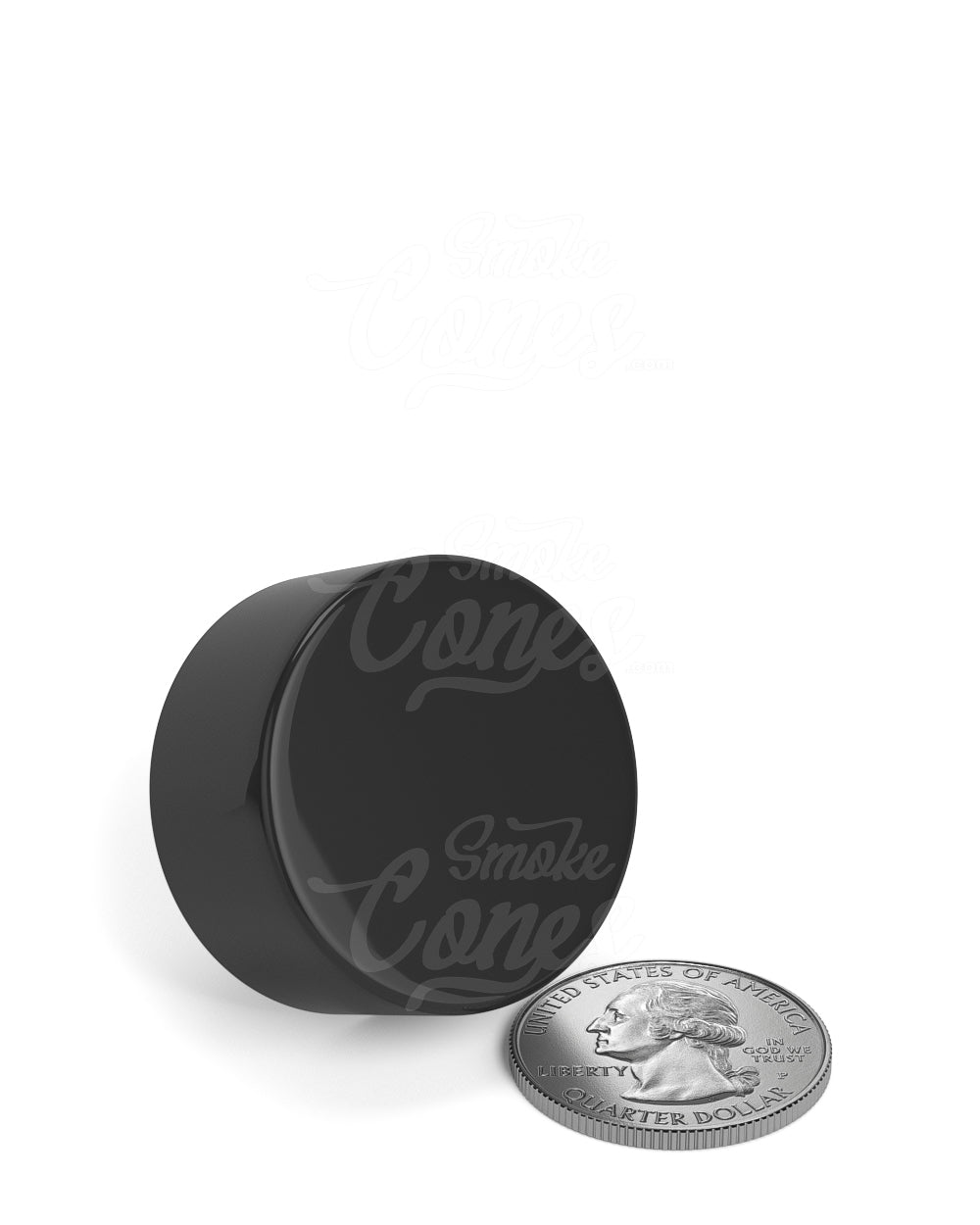 28mm Smooth Push and Turn Child Resistant Plastic Caps With Foil Liner - Glossy Black - 504/Box