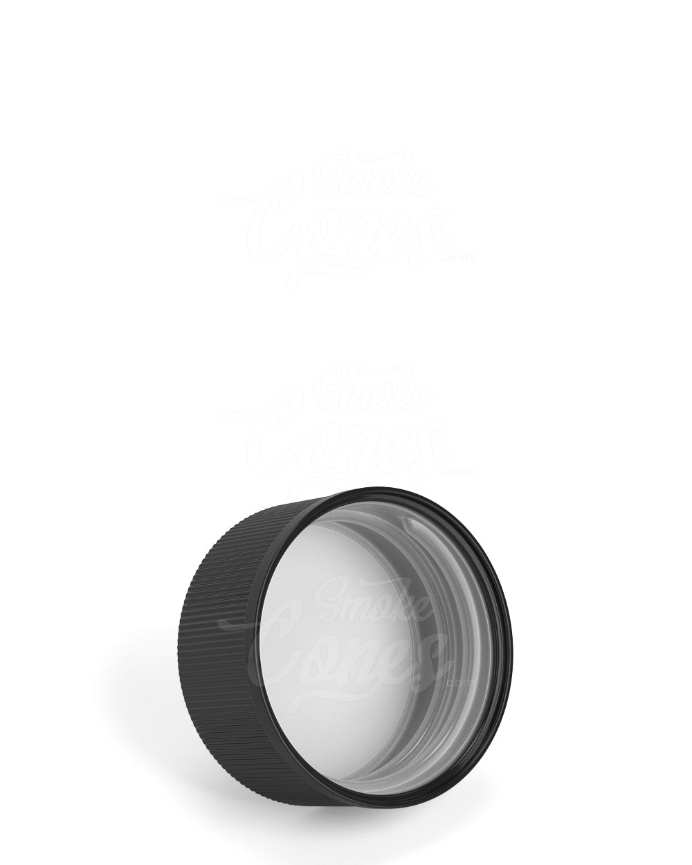 28mm Ribbed Push and Turn Child Resistant Plastic Caps With Foam Liner - Glossy Black - 504/Box