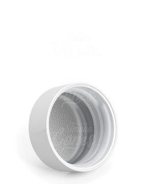 38mm Smooth Push and Turn Child Resistant Plastic Caps w/ Foil Liner - Glossy White - 320/Box