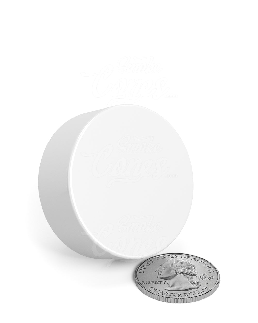 38mm Smooth Push and Turn Child Resistant Plastic Caps w/ Foil Liner - Glossy White - 320/Box