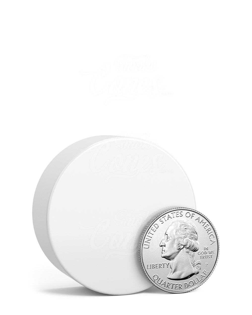 38mm Smooth Push and Turn Child Resistant Plastic Caps w/ Foil Liner - Glossy White - 320/Box