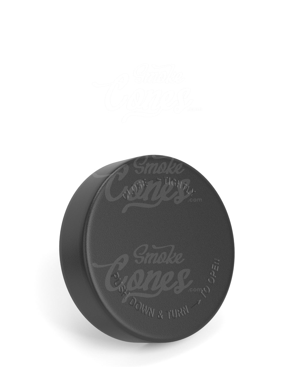 57mm Smooth Push and Turn Child Resistant Plastic Caps With Foam Liner - Semi Gloss Black - 72/Box