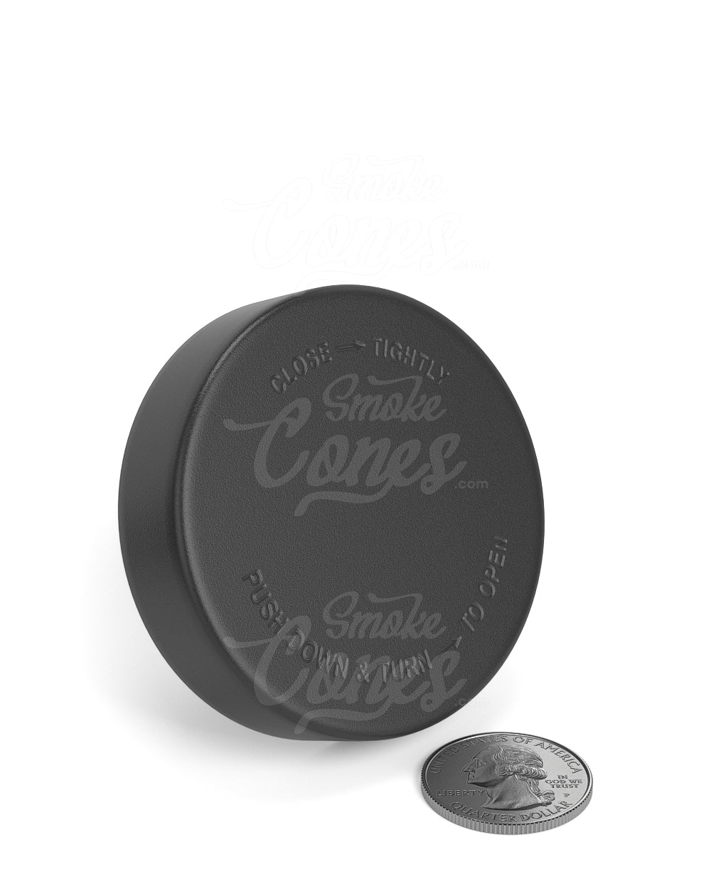 57mm Smooth Push and Turn Child Resistant Plastic Caps With Foam Liner - Semi Gloss Black - 72/Box