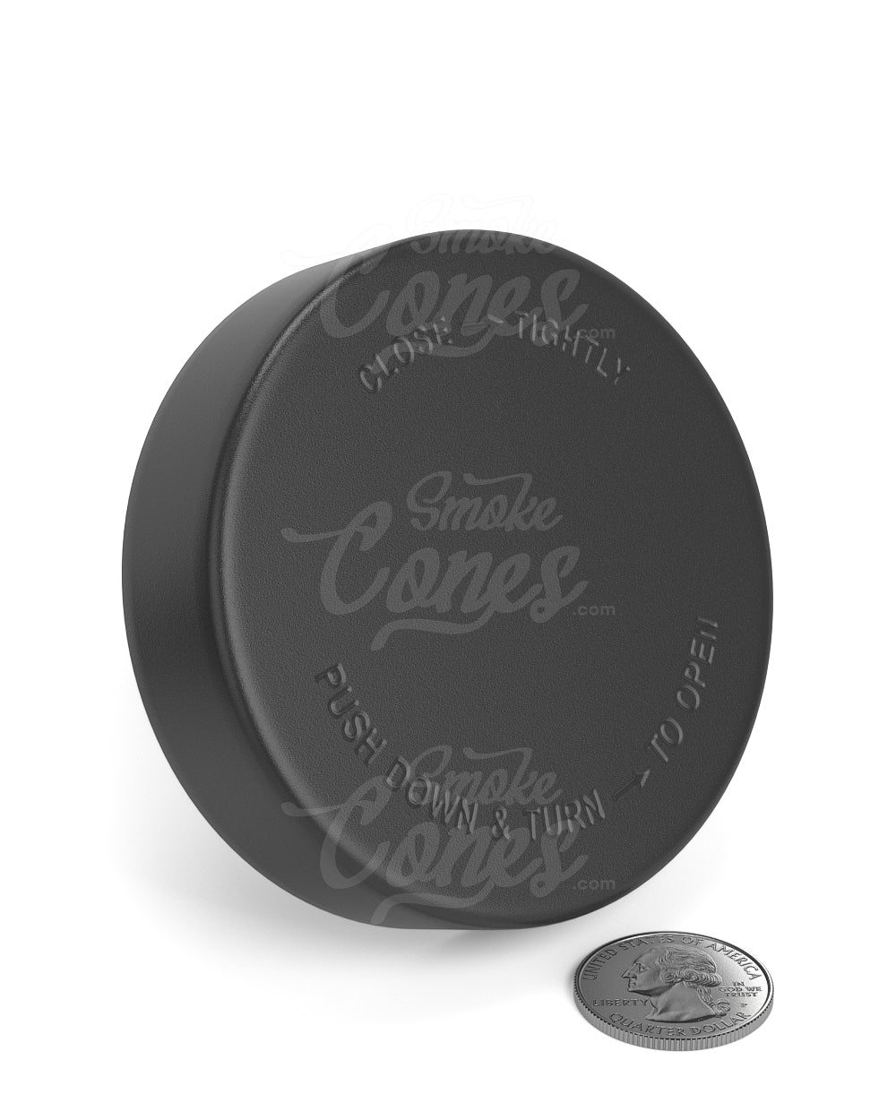 78mm Smooth Push Down & Turn Plastic Caps With Foam Liner - Semi Glossy Black - 48/Box