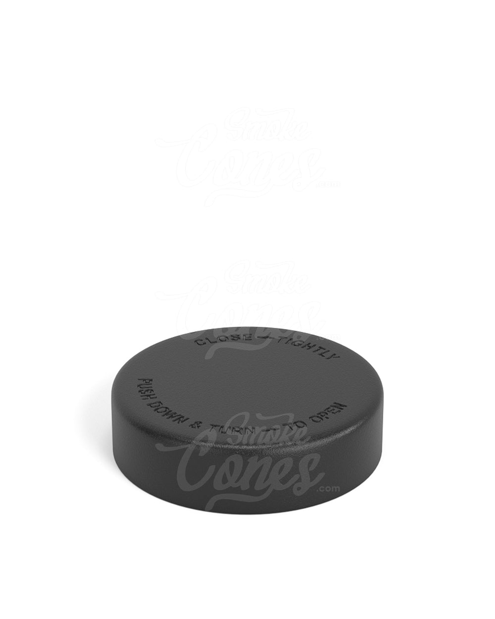 50mm Smooth Push and Turn Child Resistant Plastic Caps With Pressure Sensitive Inliners - Black - 100/Box - 1