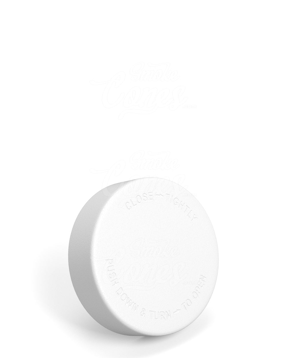 50mm Smooth Push and Turn Child Resistant Plastic Caps With Foam Liner - White - 100/Box