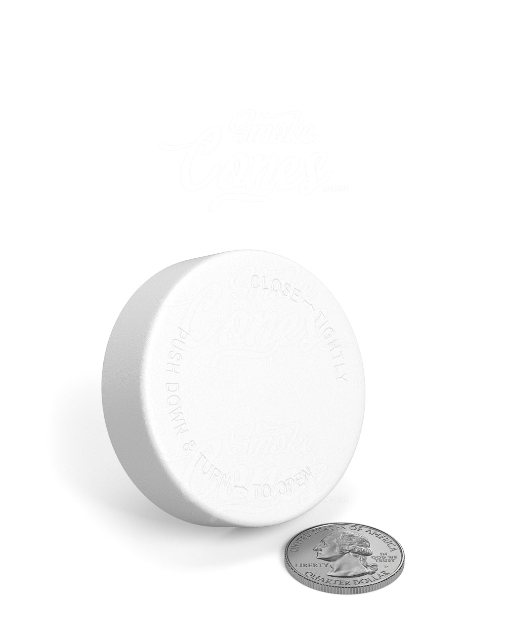 50mm Smooth Push and Turn Child Resistant Plastic Caps With Foam Liner - White - 100/Box