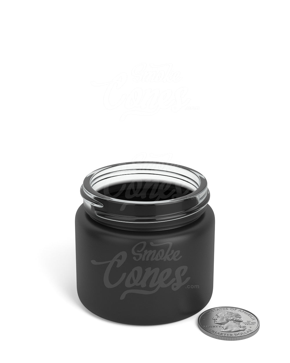 2oz Straight Sided 50mm Matte Black Glass Jars 200/Box