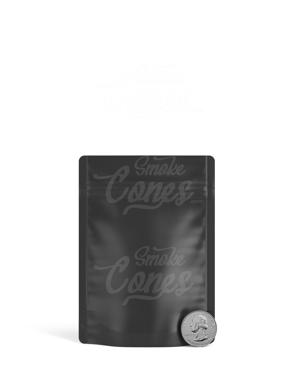 Matte-Black 3.7" x 5" Mylar Tamper Evident Bags (3.5 grams) 1000/Box