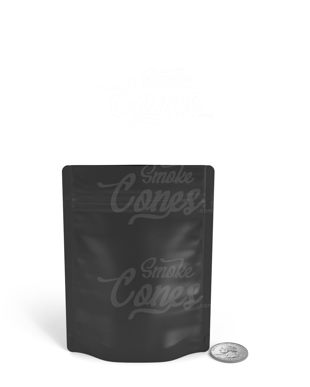 Matte-Black 3.7" x 5" Mylar Tamper Evident Bags (3.5 grams) 1000/Box