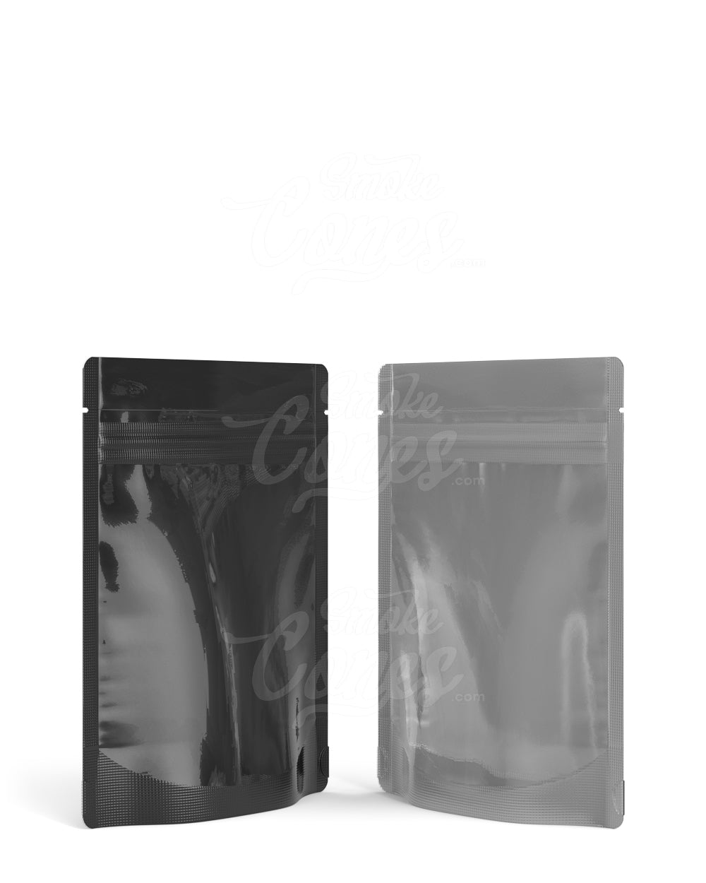 Glossy-Black 3.62" x 5" Mylar Tamper Evident Tear Notch Bags (3.5 grams) 1000/Box