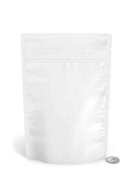 Matte-White 6" x 9.3" Tamper Evident Tear Notch Mylar Bags (28 gram) 1000/Box