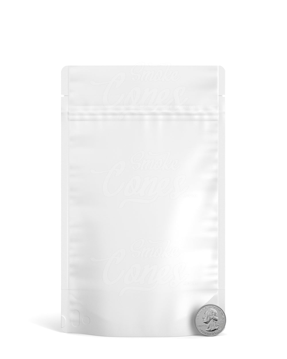 Matte-White 5" x 8.1" Mylar Vista Tamper Evident Tear Notch Bags (14 grams) 1000/Box