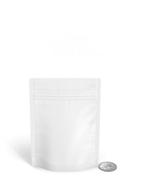 Matte-White 3.6" x 5" Mylar Tamper Evident Vista Tear Notch Bags (3.5 grams) 1000/Box