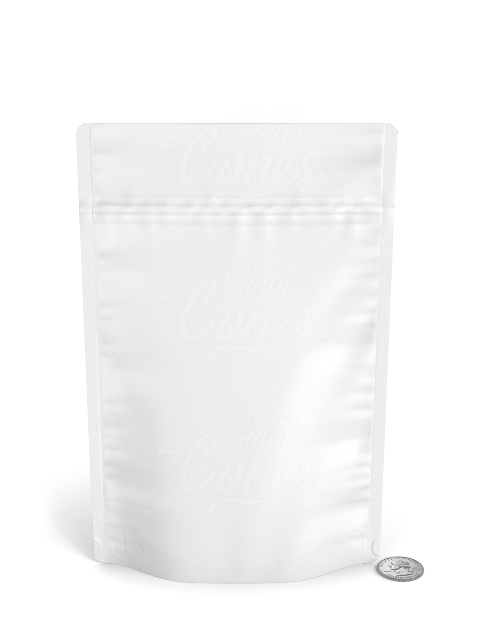 Matte-White 6" x 9.3" Tamper Evident Tear Notch Mylar Bags (28 gram) 1000/Box